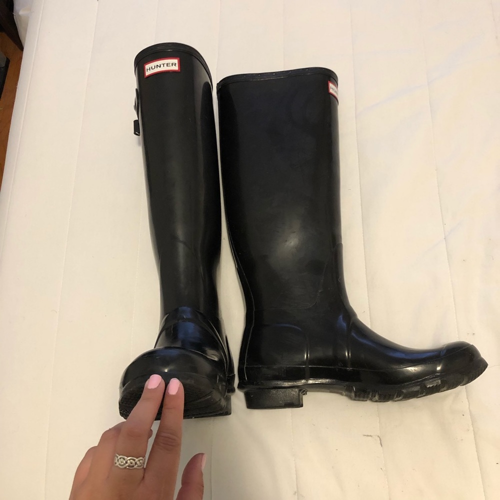 GUC HUNTER RAIN BOOTS BLACK GLOSS SIZE 8